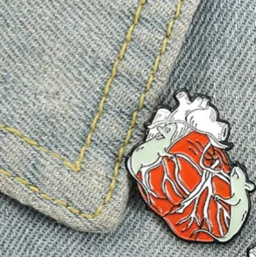 3/$20 Plague Rats Heart Enamel Anatomical Heart Pin Emo Goth Punk